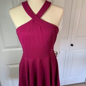 Lulus The Way You Look Tonight Magenta Halter Dress Mini Zip - Size Large
